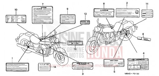 ETIQUETTE DE PRECAUTIONS VT750C21 de 2001
